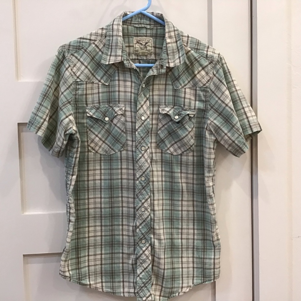 American Living Men's Plaid Shirt – Size M, Snap Front